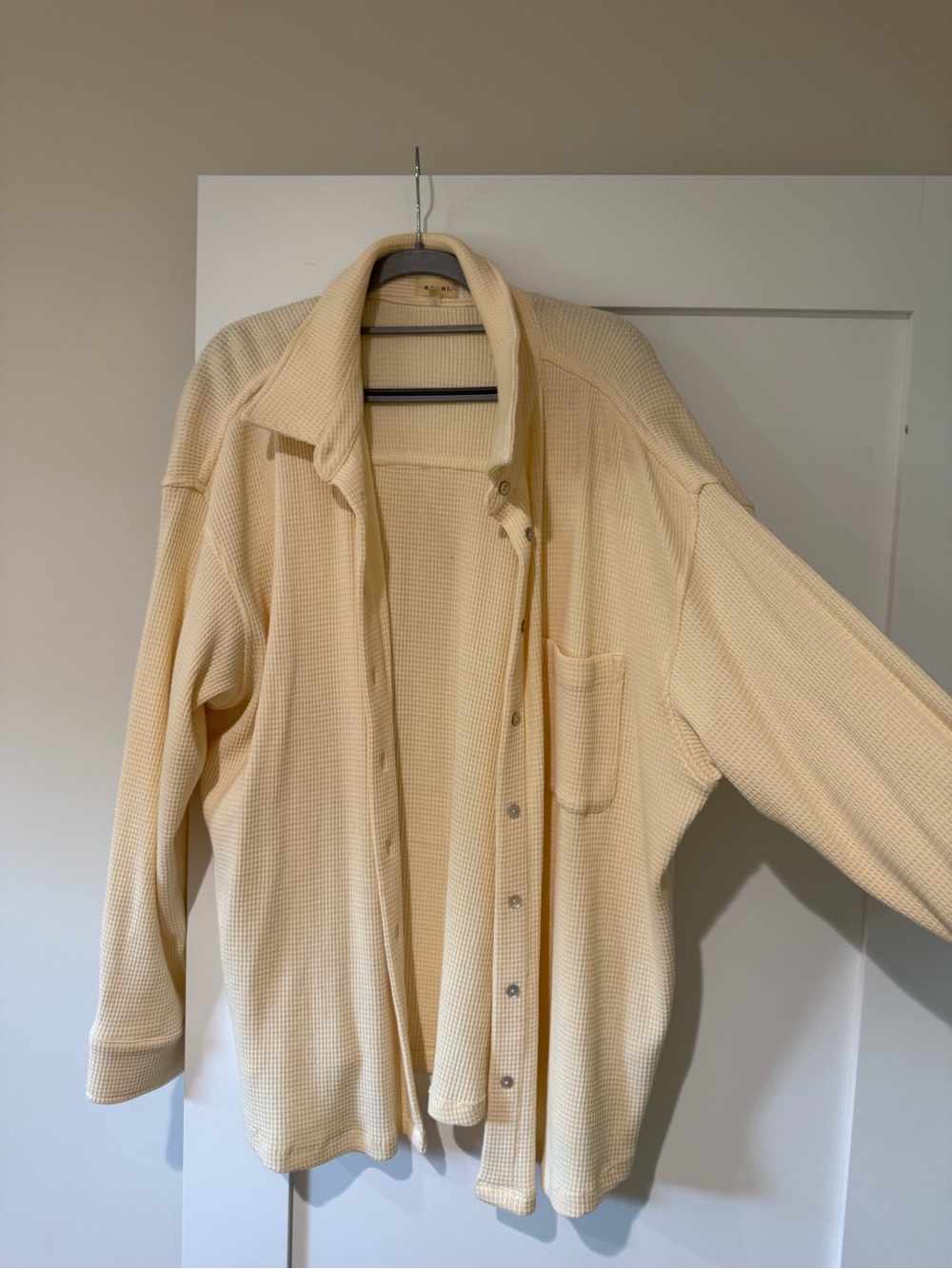 DONNI. Cream Waffle-Knit Button-Front Women's Sweater